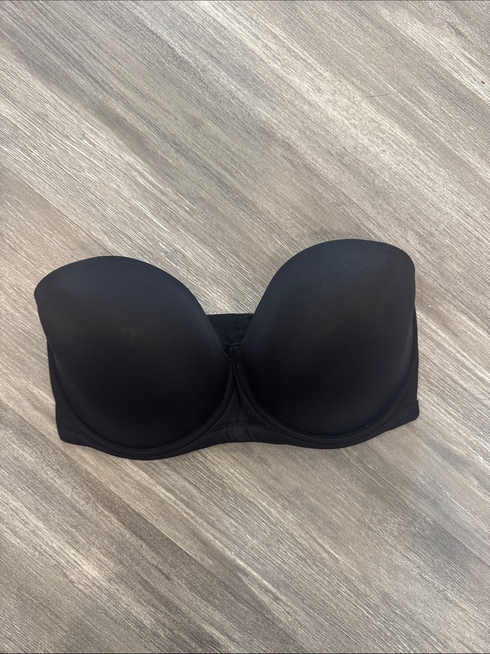 Strapless Black Bandeau Bra with Smooth Molded Cups